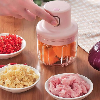 Electric Mini Garlic Chopper – USB Rechargeable Portable Food Processor | Mini Vegetable & Fruit Cutter | Compact Kitchen Chopper