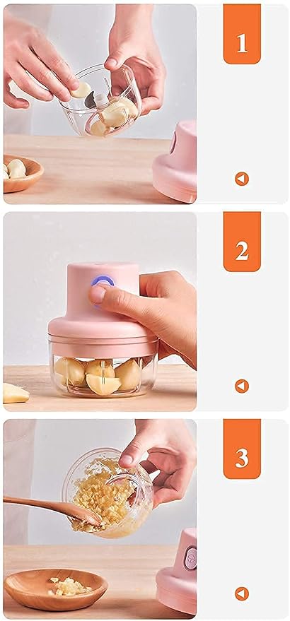 Electric Mini Garlic Chopper – USB Rechargeable Portable Food Processor | Mini Vegetable & Fruit Cutter | Compact Kitchen Chopper