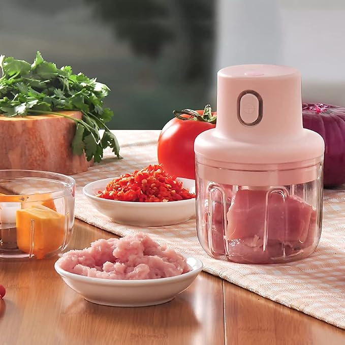 Electric Mini Garlic Chopper – USB Rechargeable Portable Food Processor | Mini Vegetable & Fruit Cutter | Compact Kitchen Chopper