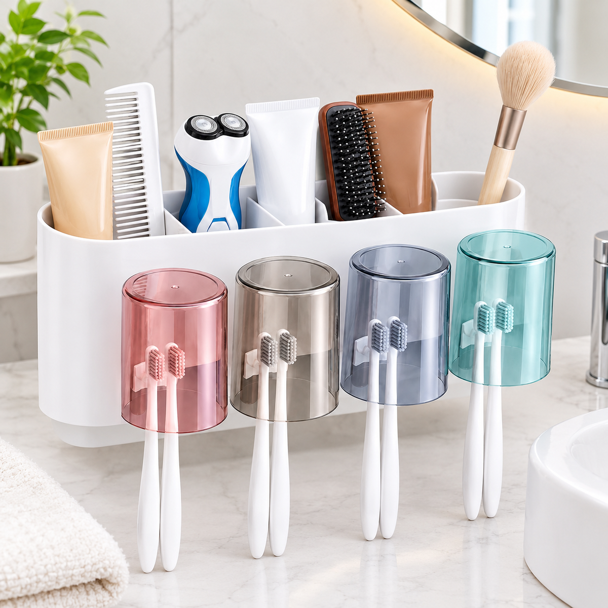 Self-Adhesive Wall-Mounted Toothbrush Holder