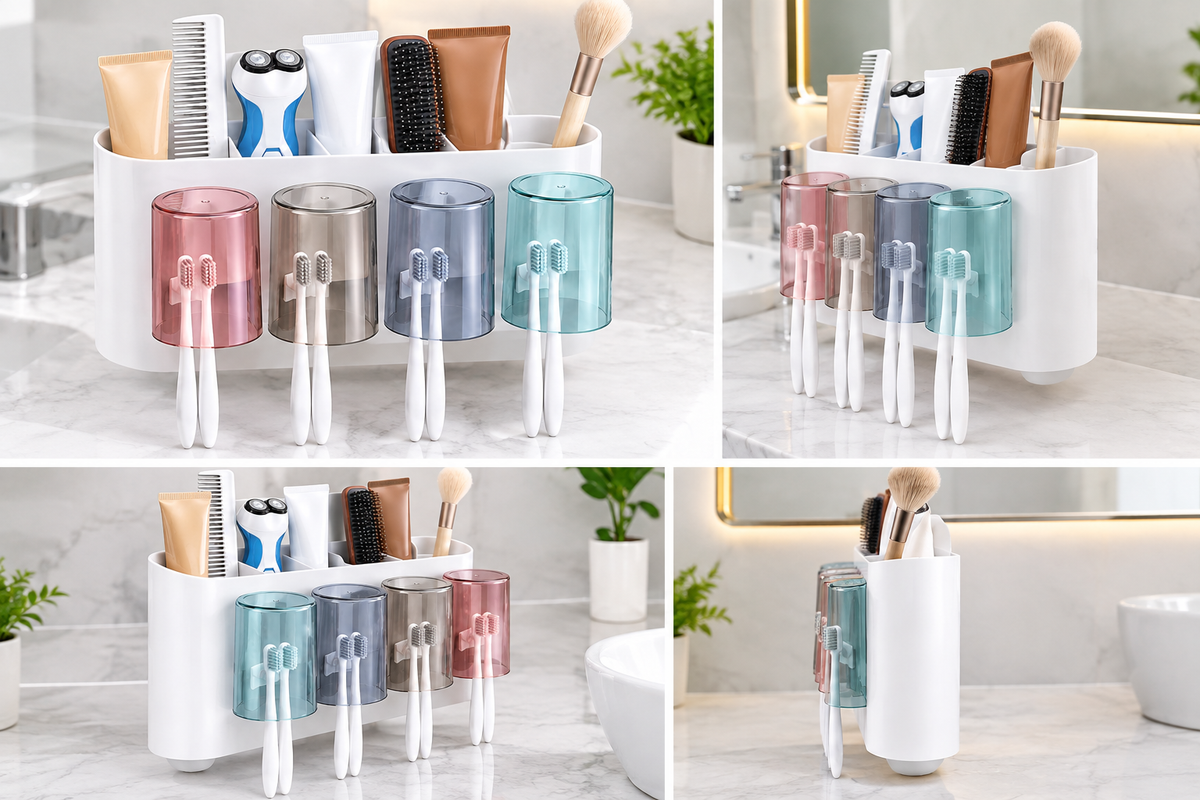 Self-Adhesive Wall-Mounted Toothbrush Holder