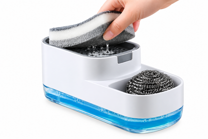 2-in-1 Kitchen Soap Dispenser with Sponge & Steel Scrubber