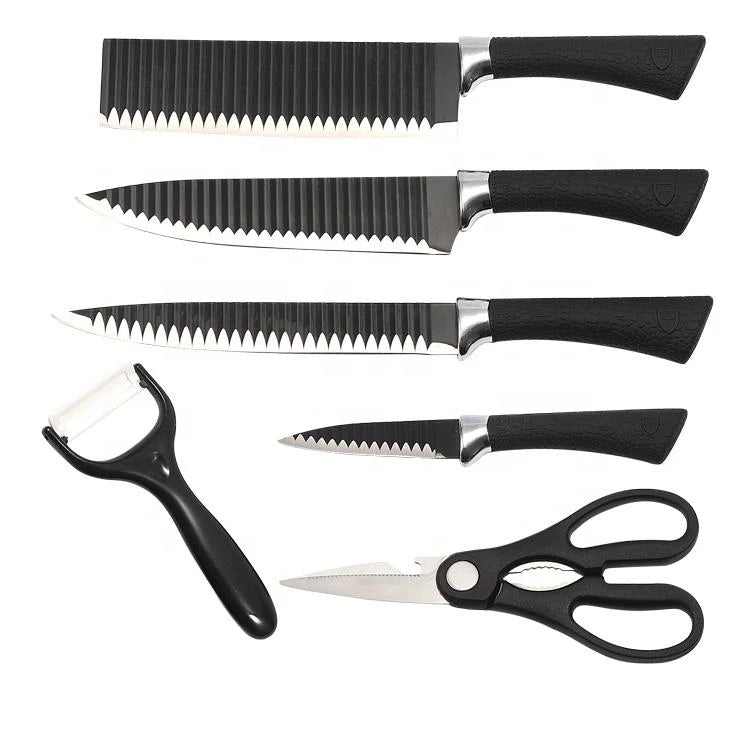 6-Piece Kitchen Knife Set with Vegetable Cutting Board – Multi-Size Knives, Scissors & Peeler