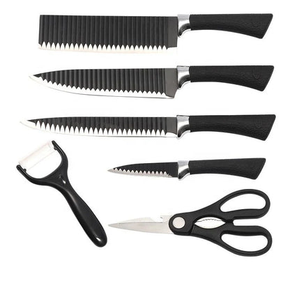 6-Piece Kitchen Knife Set with Vegetable Cutting Board – Multi-Size Knives, Scissors & Peeler