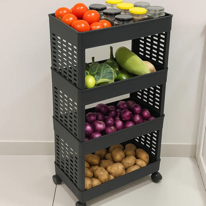 4-Layer Plastic Storage Rack with Wheels – Multi-Purpose Organizer