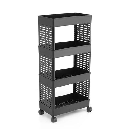 4-Layer Plastic Storage Rack with Wheels – Multi-Purpose Organizer