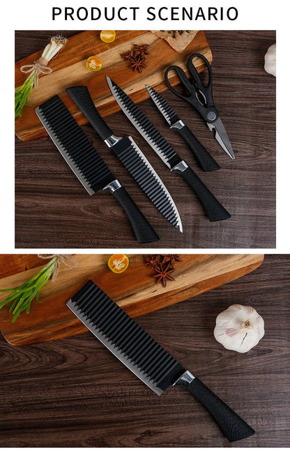 6-Piece Kitchen Knife Set with Vegetable Cutting Board – Multi-Size Knives, Scissors & Peeler