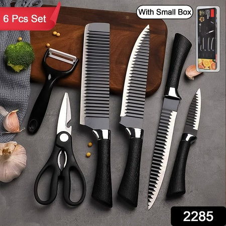 6-Piece Kitchen Knife Set with Vegetable Cutting Board – Multi-Size Knives, Scissors & Peeler