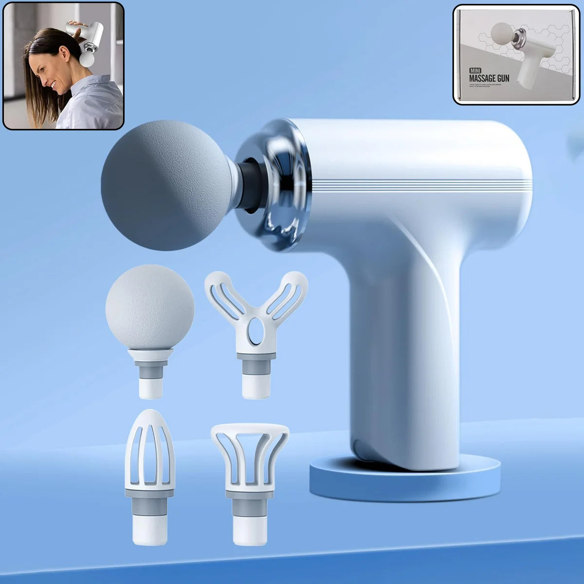 4-in-1 Mini Electric Massage Gun – Portable Deep Tissue Muscle Massager
