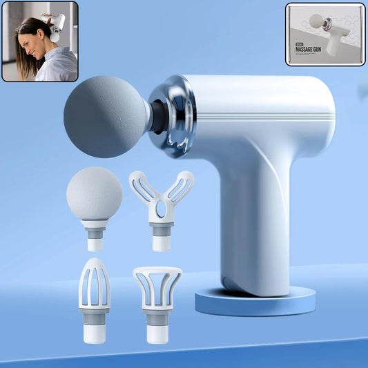 4-in-1 Mini Electric Massage Gun – Portable Deep Tissue Muscle Massager