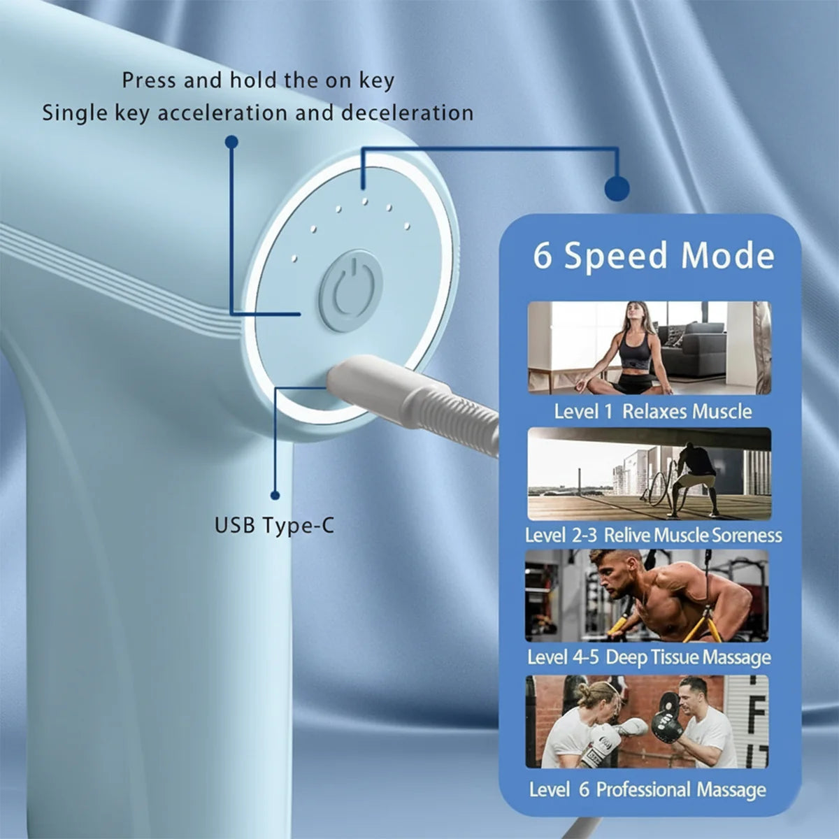4-in-1 Mini Electric Massage Gun – Portable Deep Tissue Muscle Massager