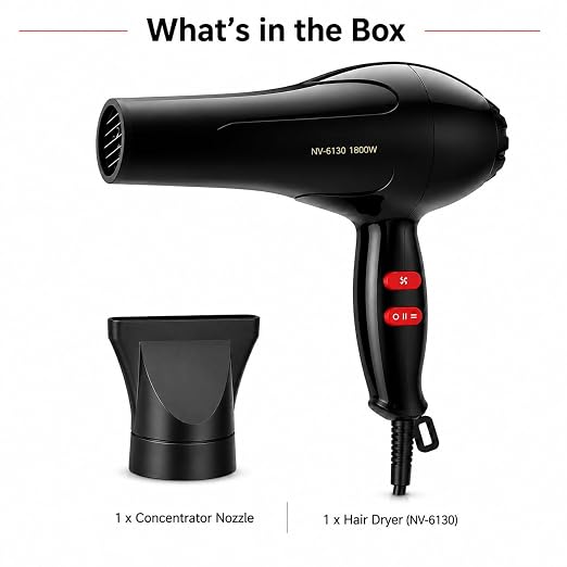 NOVA 1800W Professional Hair Dryer – Powerful Fast-Drying Hair Styling Dryer