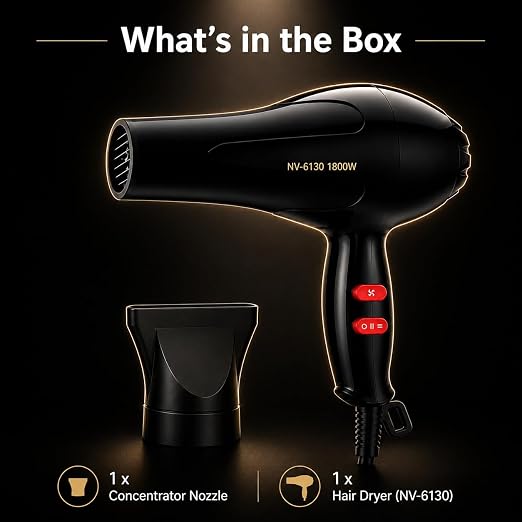 NOVA 1800W Professional Hair Dryer – Powerful Fast-Drying Hair Styling Dryer