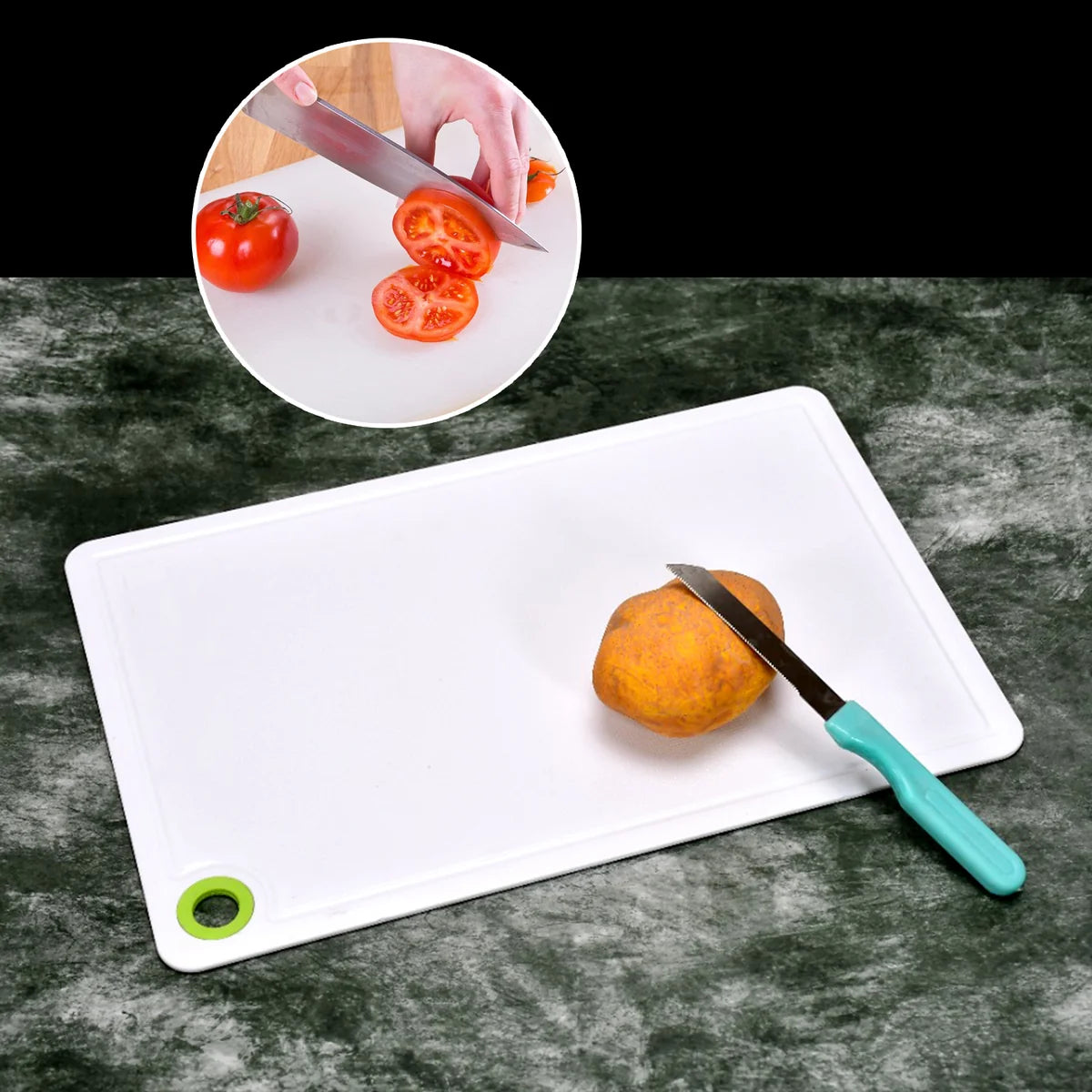6-Piece Kitchen Knife Set with Vegetable Cutting Board – Multi-Size Knives, Scissors & Peeler