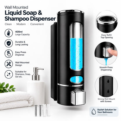 Premium Wall Mounted Liquid Soap & Shampoo Dispenser – 400ml